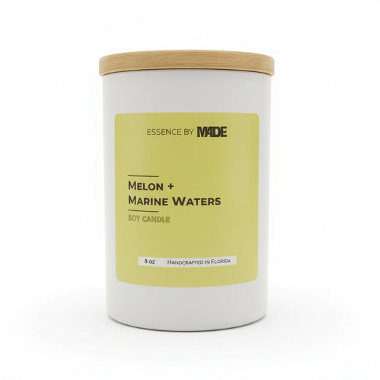 Candle jar with a yellow label