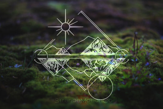 Geometric Sun and Moon Over Mountains Vinyl Decal | 262
