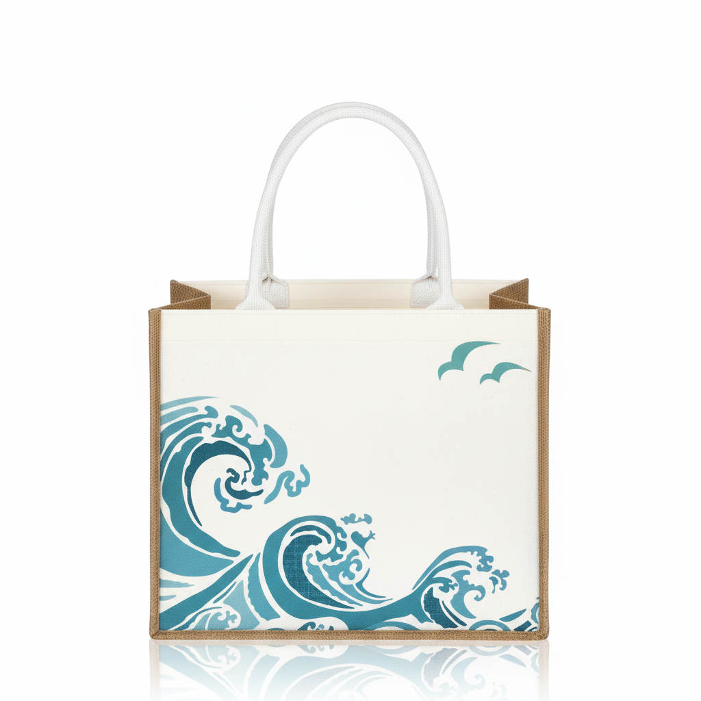 Beach Jute Canvas Tote Bag