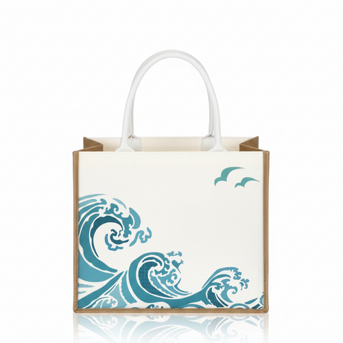 Beach Jute Canvas Tote Bag