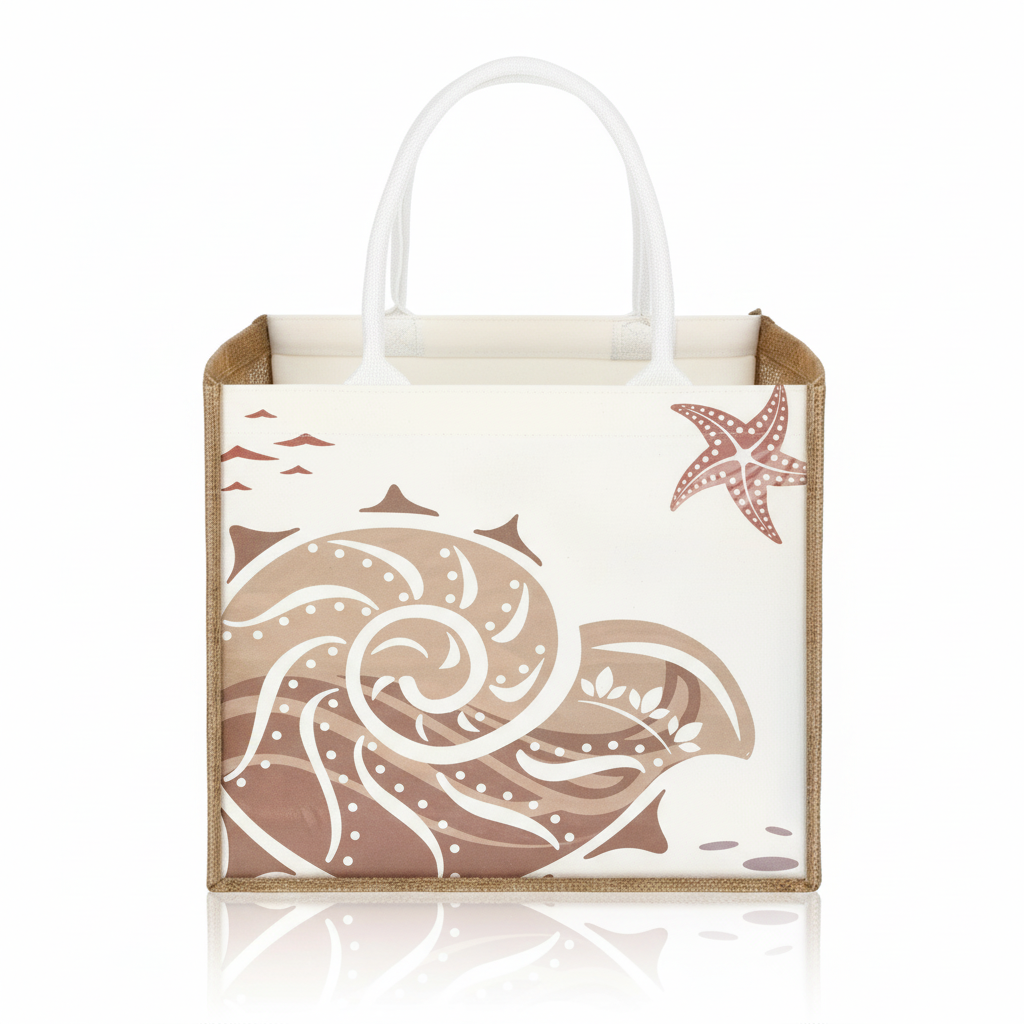 Beach Jute Canvas Tote Bag