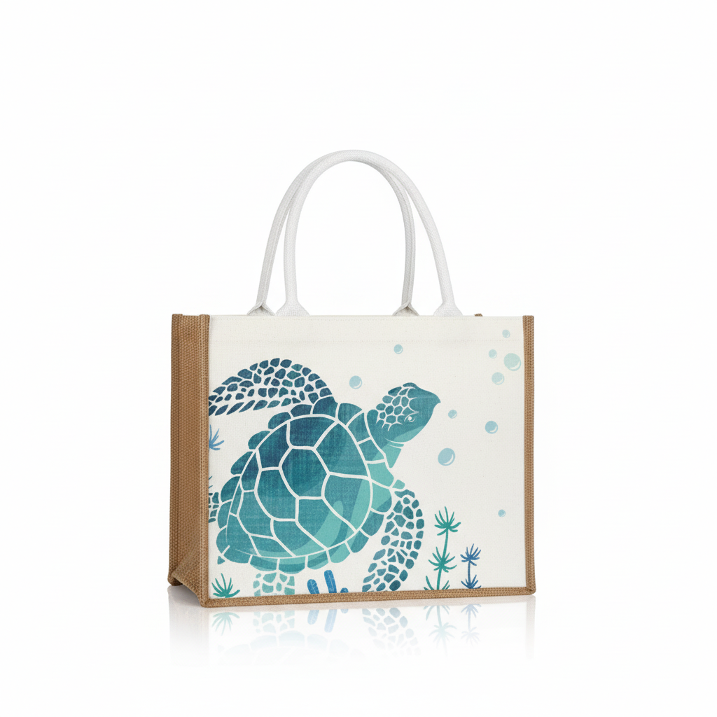 Beach Jute Canvas Tote Bag