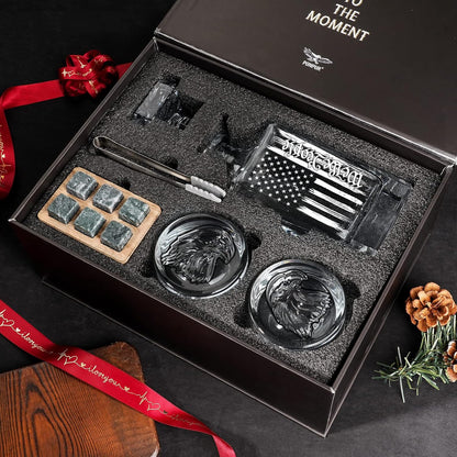 We The People American Flag, 750ml Whiskey Decanter Set with 2 Glasses