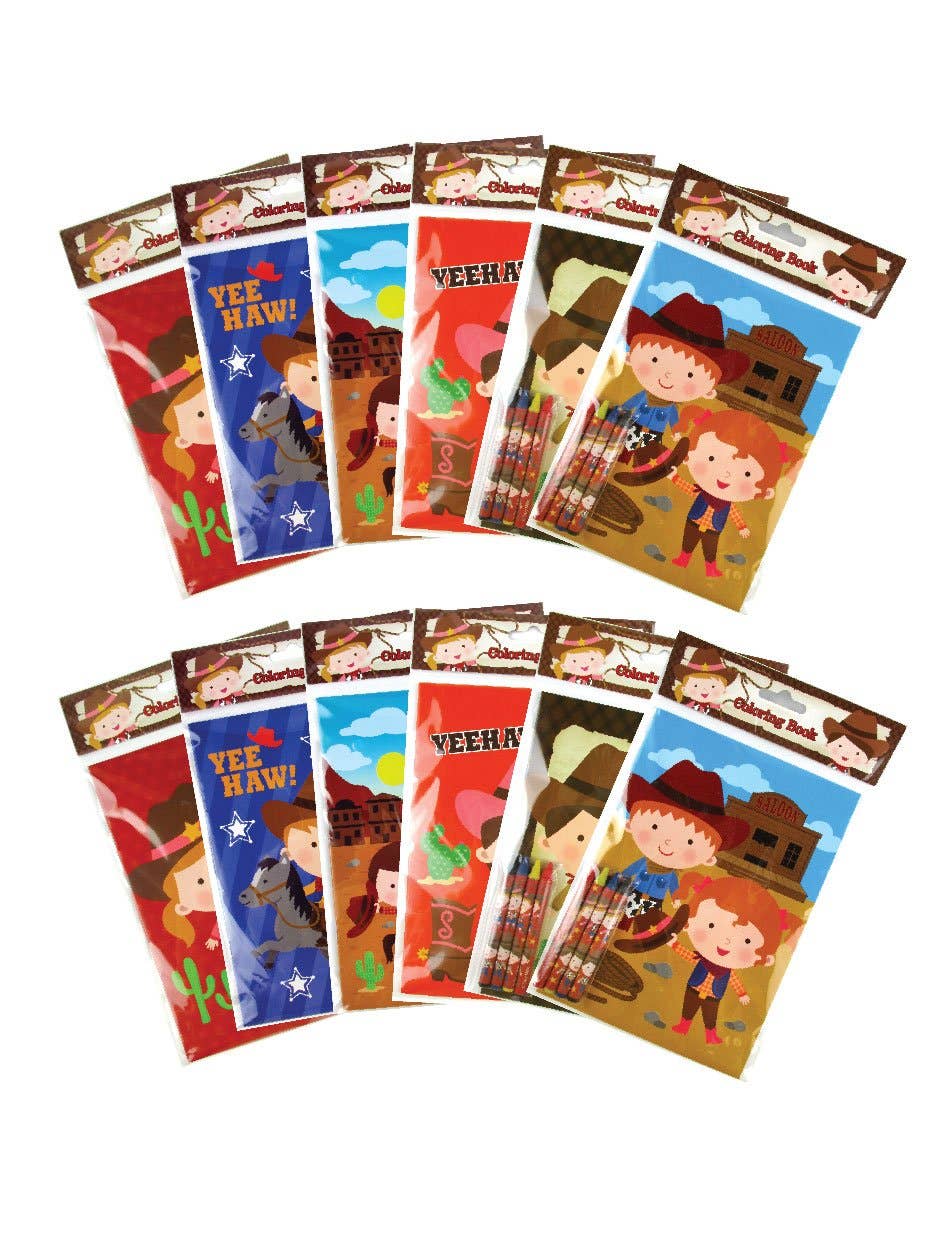 Western Cowboy Cowgirl Coloring Books with Crayons