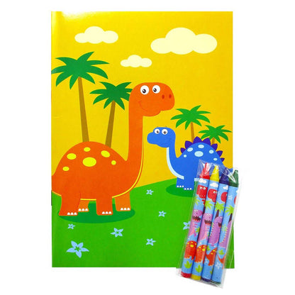Dinosaurs Coloring Books with Crayons Party Favors Set of 12