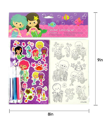 Mermaid Color-in Sticker Set with Markers