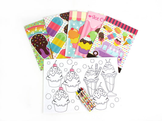 Ice Cream Coloring Books with Crayons Party Favors