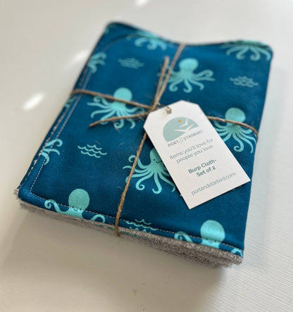 Octopus's Garden Burp Cloth, set of 2