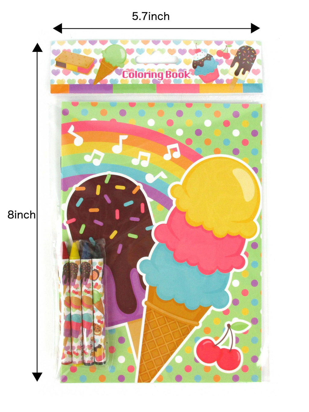 Ice Cream Coloring Books with Crayons Party Favors