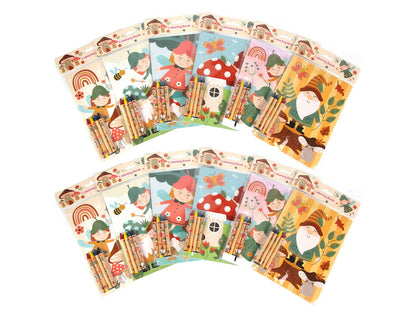 Garden Gnomes Coloring Books with Crayons Party Favors