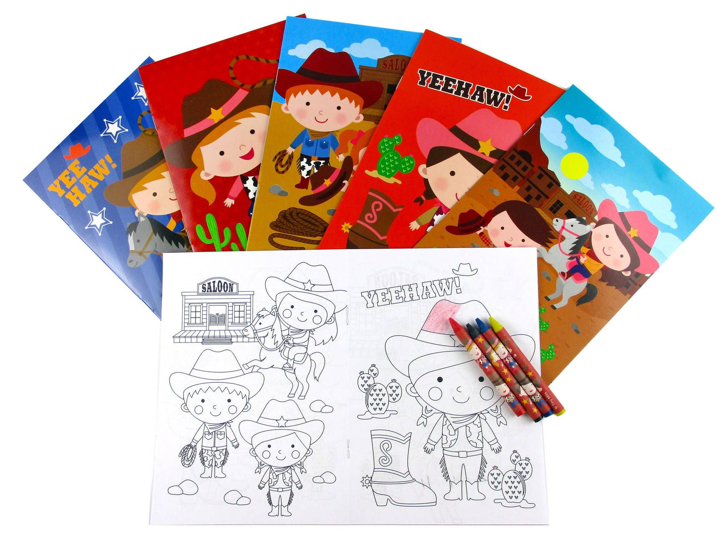 Western Cowboy Cowgirl Coloring Books with Crayons