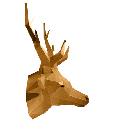 Gold Deer Head PaperCraft Origami Wall Art