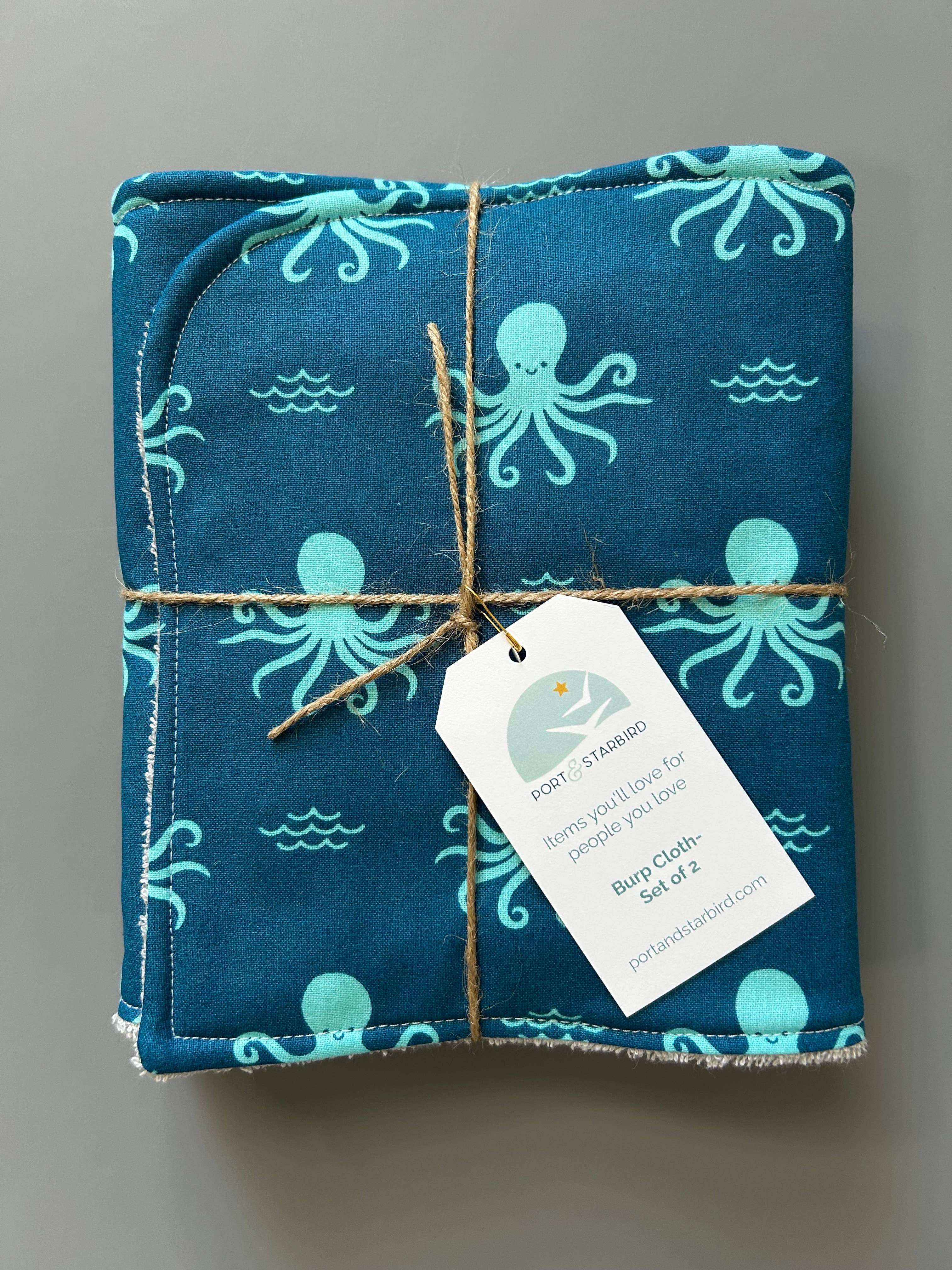 Octopus's Garden Burp Cloth, set of 2