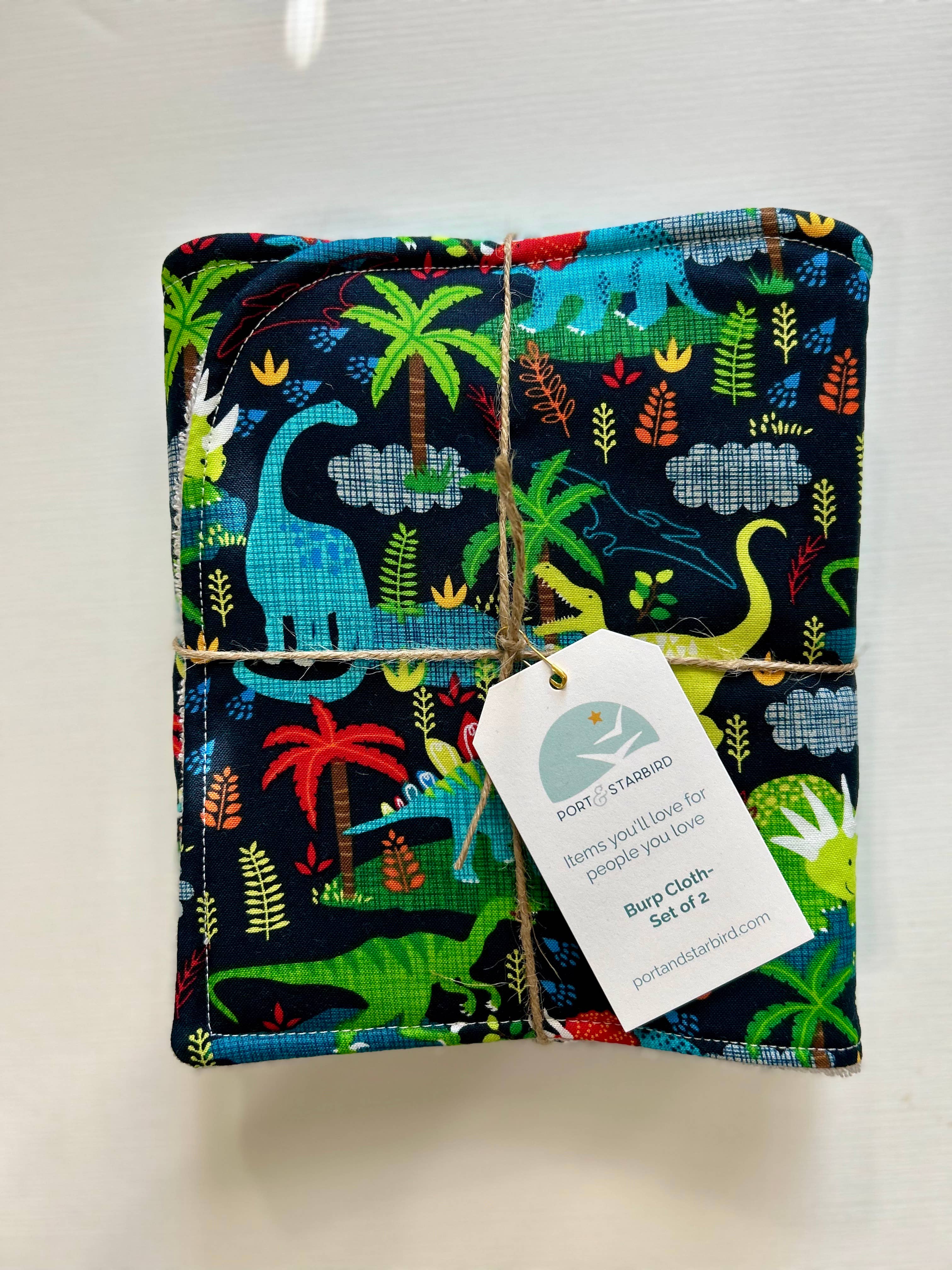 Primary Dinos Burp Cloth, set of 2