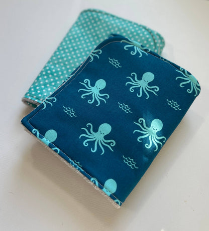 Octopus's Garden Burp Cloth, set of 2