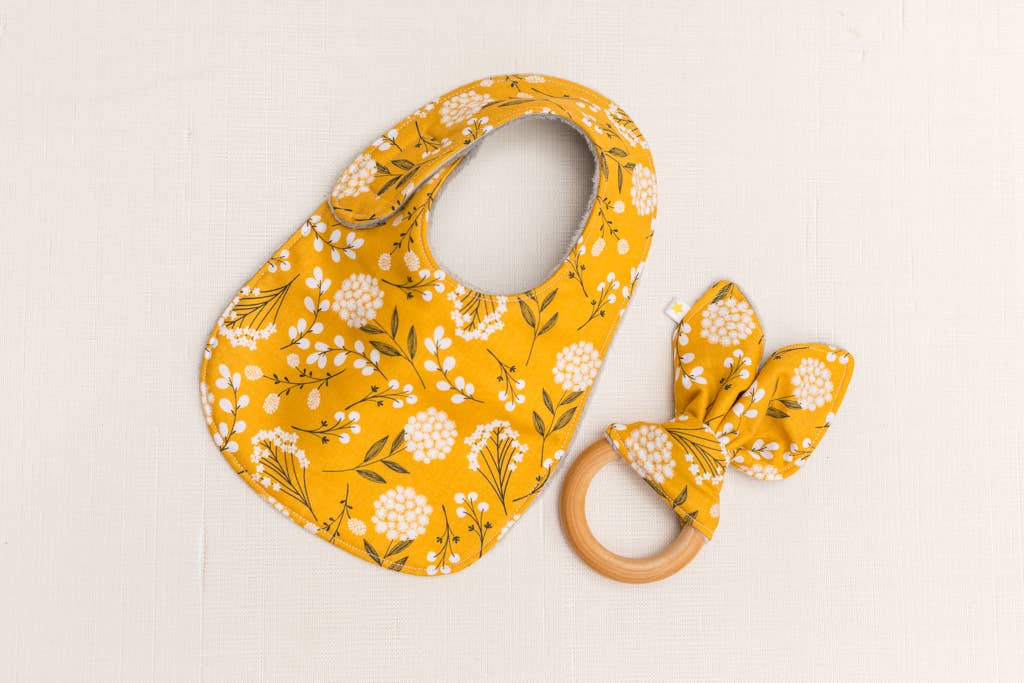 Wildflower on Yellow Crinkle teether