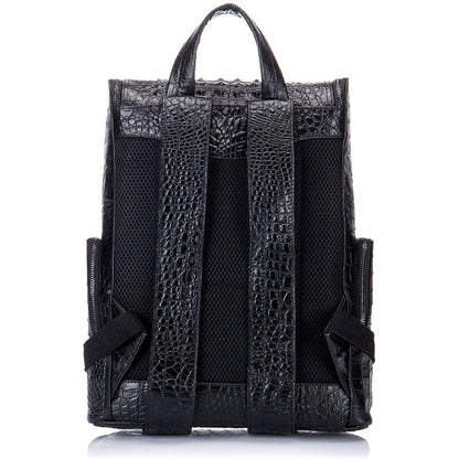 FR Fashion Co. 13" Men's Leather Crocodile Design Backpack
