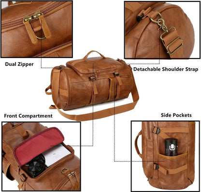 FR Fashion Co. 16″ Convertible Leather Laptop Backpack Briefcase