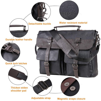 FR Fashion Co. 16" Men's Leather Messenger Bag