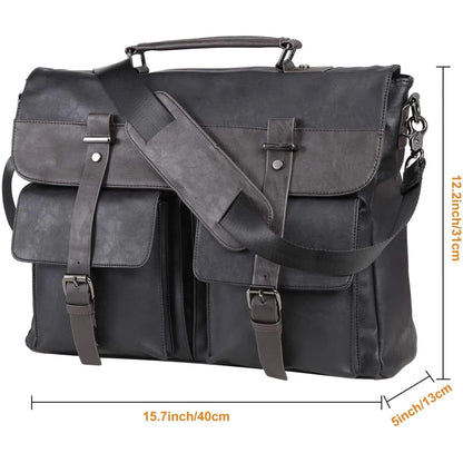 Leather Messenger Bag – Water-Resistant 15″ Work Satchel for Professionals
