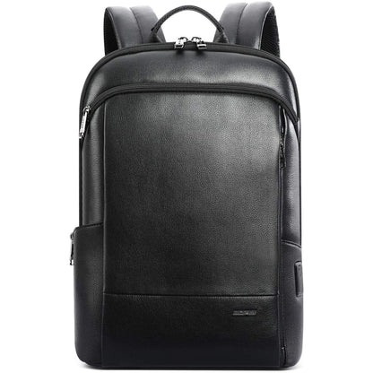 FR Fashion Co. 17" Men's Anti-Theft Leather Backpack with Hidden Pockets