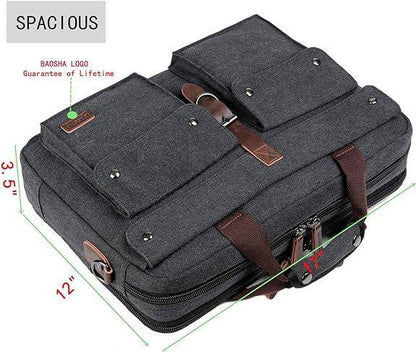 Washed Canvas Laptop Bag – Lightweight 17″ Work & Travel Briefcase