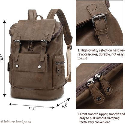 FR Fashion Co. 18" Men's Vintage Leather Backpack