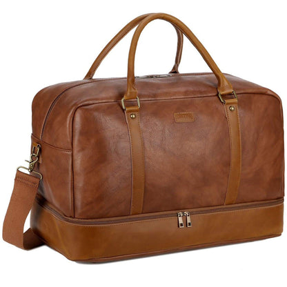 FR Fashion Co. 20" Men's Stylish Leather Duffle Bag
