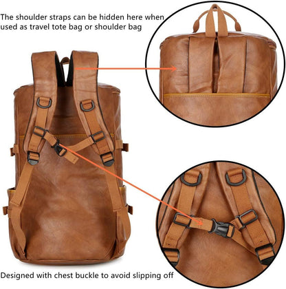 FR Fashion Co. 20" Men's Versatile Leather Duffel Bag