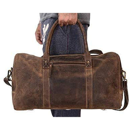 FR Fashion Co. 20" Men's Vintage Distressed Buffalo Leather Duffle Bag