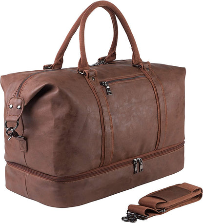 FR Fashion Co. 21" Men's Leather Compact Travel Duffel Bag