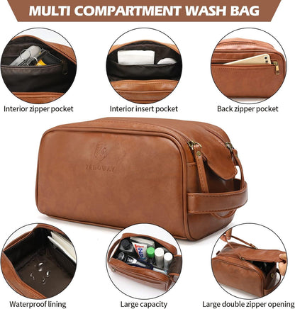 FR Fashion Co. 21" Men's Leather Duffel Bag with Toiletry Bag