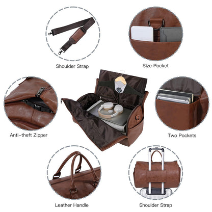 FR Fashion Co. 22" Men's Classic Leather Duffel Bag