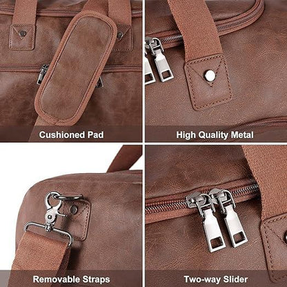 FR Fashion Co. 21" Men's Leather Large Carry-On Travel Duffel Bag