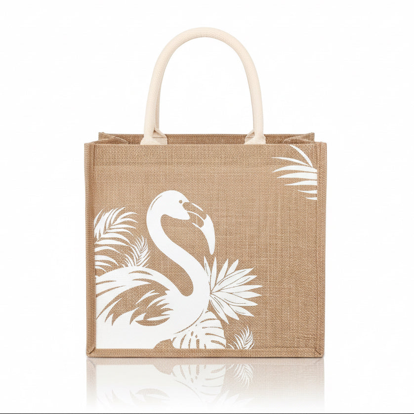 Beach Jute Tote Bag - White