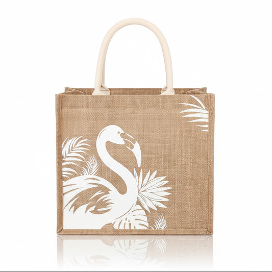 Beach Jute Tote Bag - White