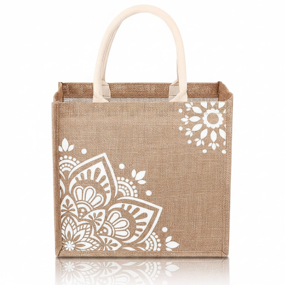 Beach Jute Tote Bag - White