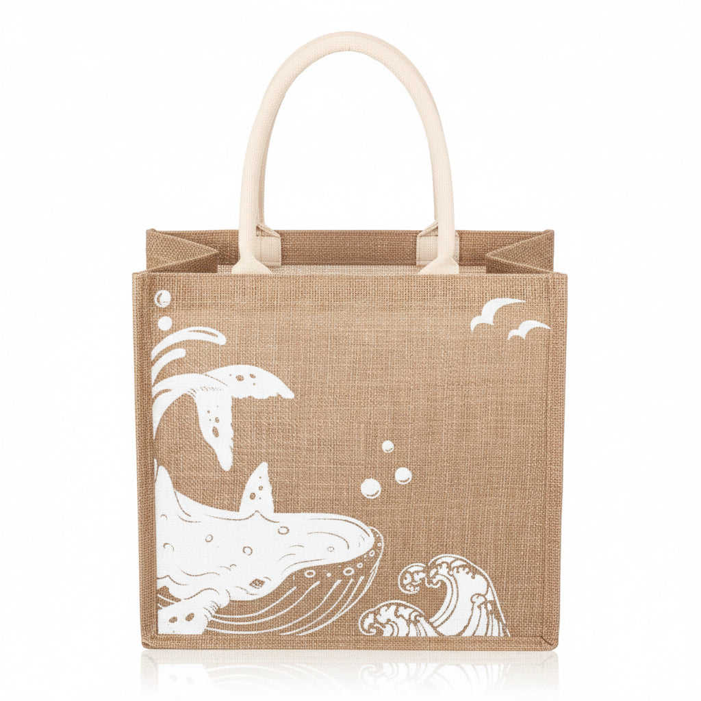 Beach Jute Tote Bag - White