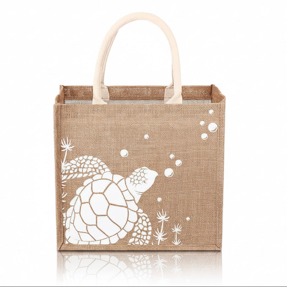 Beach Jute Tote Bag - White