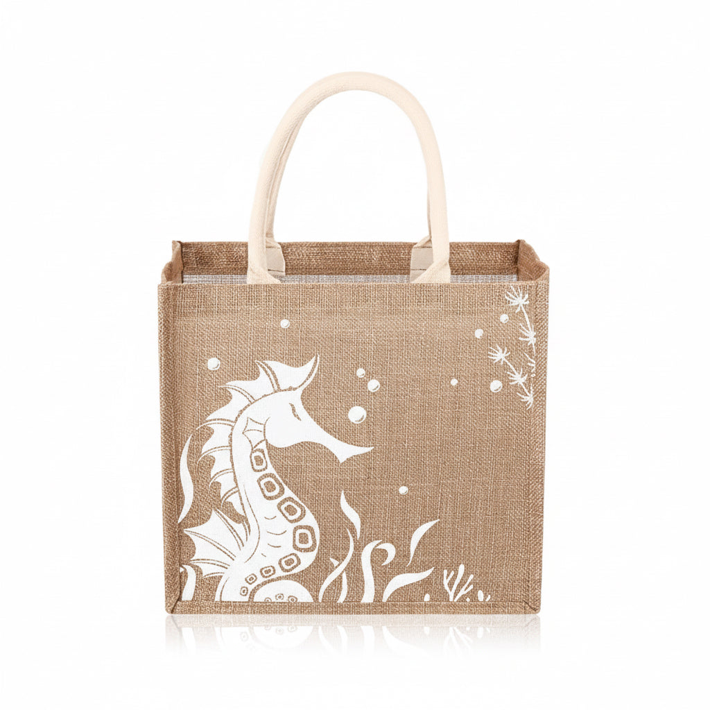 Beach Jute Tote Bag - White