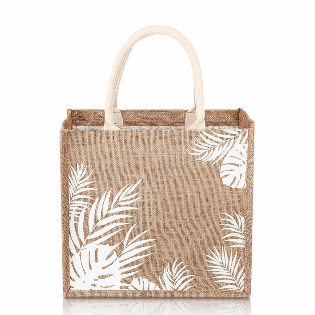 Beach Jute Tote Bag - White