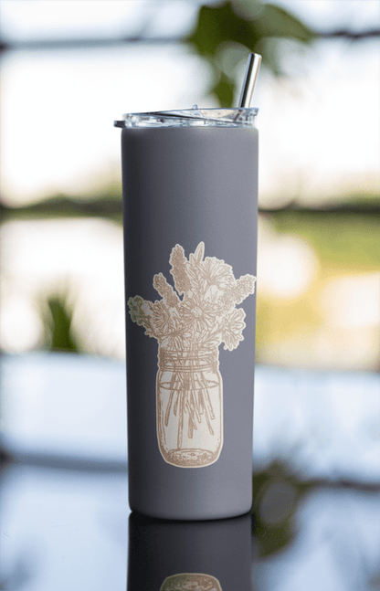 Flower Bouquet In Mason Jar Wooden Sticker | 8